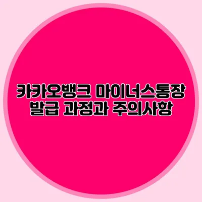 카카오뱅크 마이너스통장 발급 과정과 주의사항