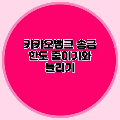 카카오뱅크 송금 한도 줄이기와 늘리기