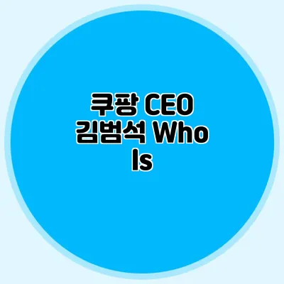 쿠팡 CEO 김범석: Who Is?