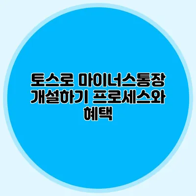 토스로 마이너스통장 개설하기 프로세스와 혜택