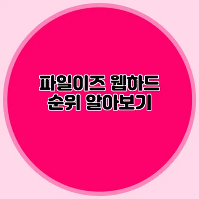 파일이즈 웹하드 순위 알아보기