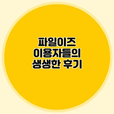 파일이즈 이용자들의 생생한 후기