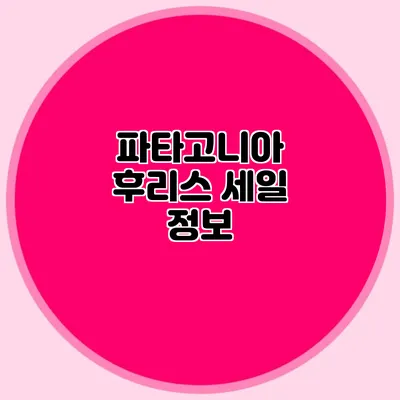 파타고니아 후리스 세일 정보