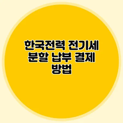 한국전력 전기세 분할 납부 결제 방법
