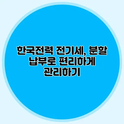 한국전력 전기세, 분할 납부로 편리하게 관리하기