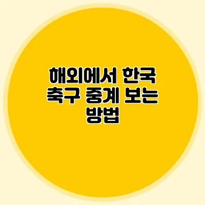 해외에서 한국 축구 중계 보는 방법