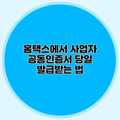 홈택스에서 사업자 공동인증서 당일 발급받는 법
