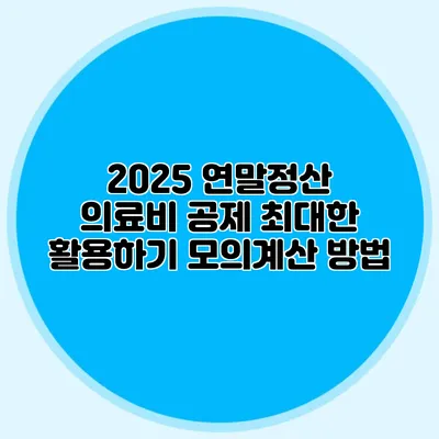 2025 연말정산 의료비 공제 최대한 활용하기 모의계산 방법