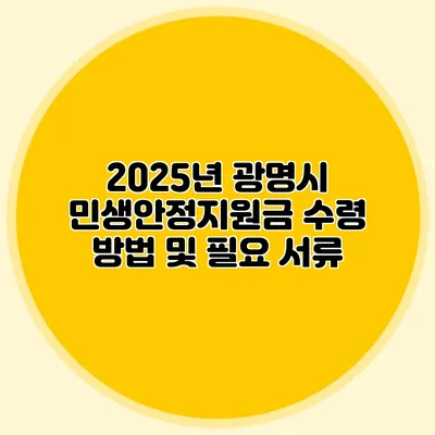 2025년 광명시 민생안정지원금 수령 방법 및 필요 서류