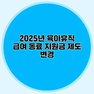 2025년 육아휴직 급여 동료 지원금 제도 변경
