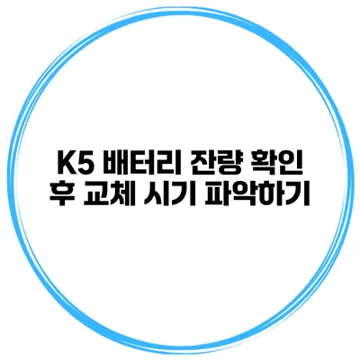 K5 배터리 잔량 확인 후 교체 시기 파악하기