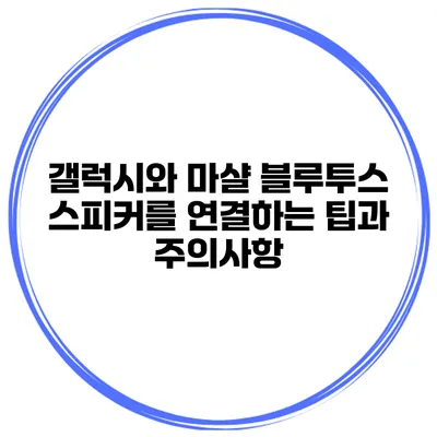 갤럭시와 마샬 블루투스 스피커를 연결하는 팁과 주의사항
