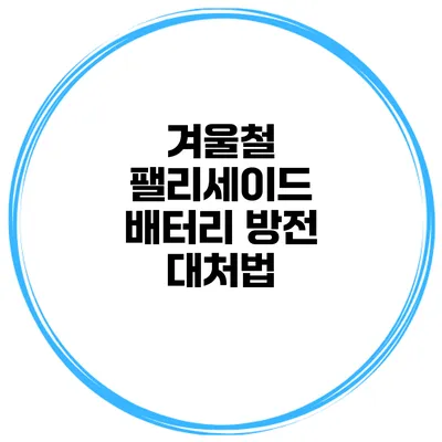 겨울철 팰리세이드 배터리 방전 대처법