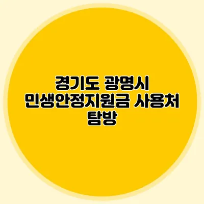 경기도 광명시 민생안정지원금 사용처 탐방
