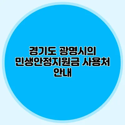 경기도 광명시의 민생안정지원금 사용처 안내