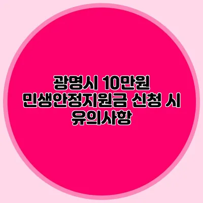 광명시 10만원 민생안정지원금 신청 시 유의사항