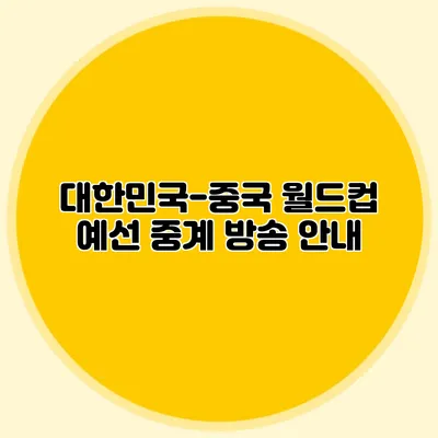 대한민국-중국 월드컵 예선 중계 방송 안내