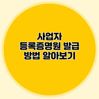 사업자 등록증명원 발급 방법 알아보기