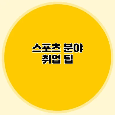 스포츠 분야 취업 팁
