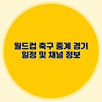 월드컵 축구 중계 경기 일정 및 채널 정보
