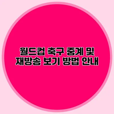 월드컵 축구 중계 및 재방송 보기 방법 안내