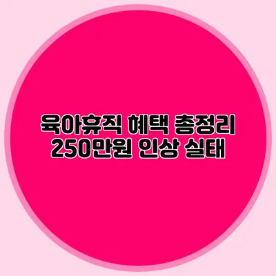 육아휴직 혜택 총정리 250만원 인상 실태