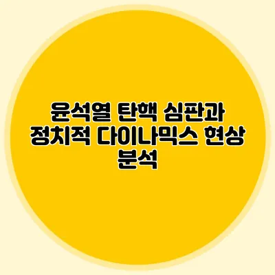 윤석열 탄핵 심판과 정치적 다이나믹스 현상 분석
