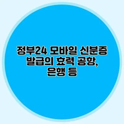 정부24 모바일 신분증 발급의 효력 공항, 은행 등