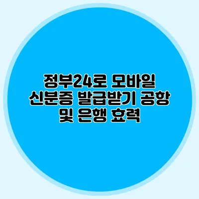 정부24로 모바일 신분증 발급받기 공항 및 은행 효력