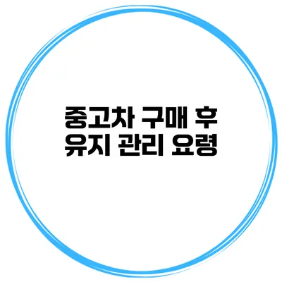 중고차 구매 후 유지 관리 요령
