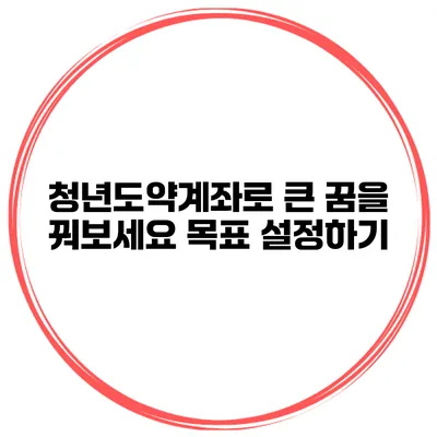 청년도약계좌로 큰 꿈을 꿔보세요 목표 설정하기