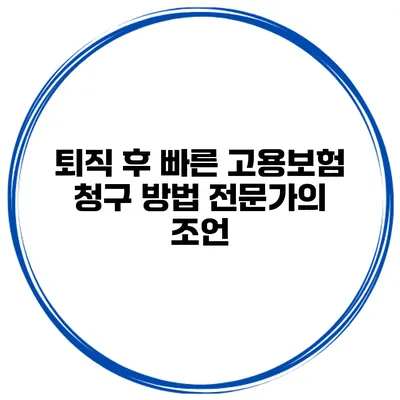 퇴직 후 빠른 고용보험 청구 방법 전문가의 조언