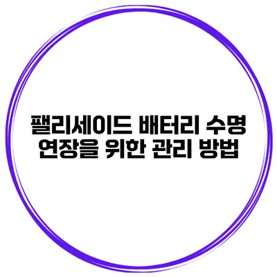 팰리세이드 배터리 수명 연장을 위한 관리 방법